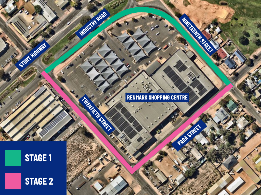 Map of Renmark Shopping Centre road rehabilitation
