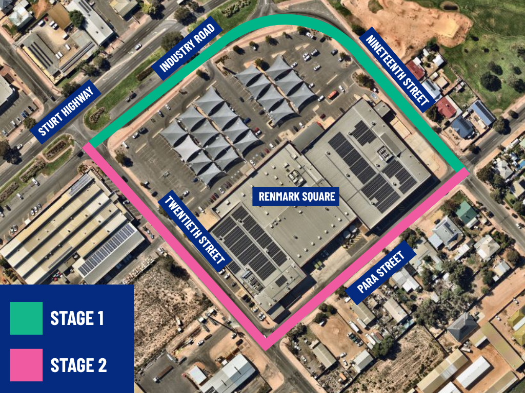 Map of Renmark Shopping Centre road rehabilitation